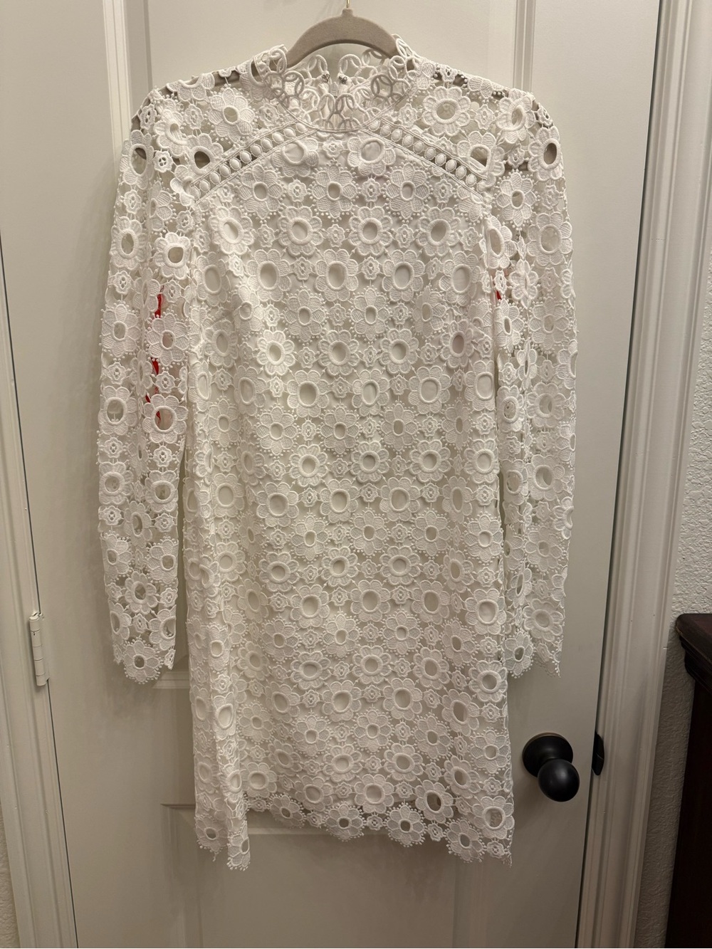 Monique Lhuillier Lace Dress White 4 Long Sleeve Bridal Bachelorette Wedding
